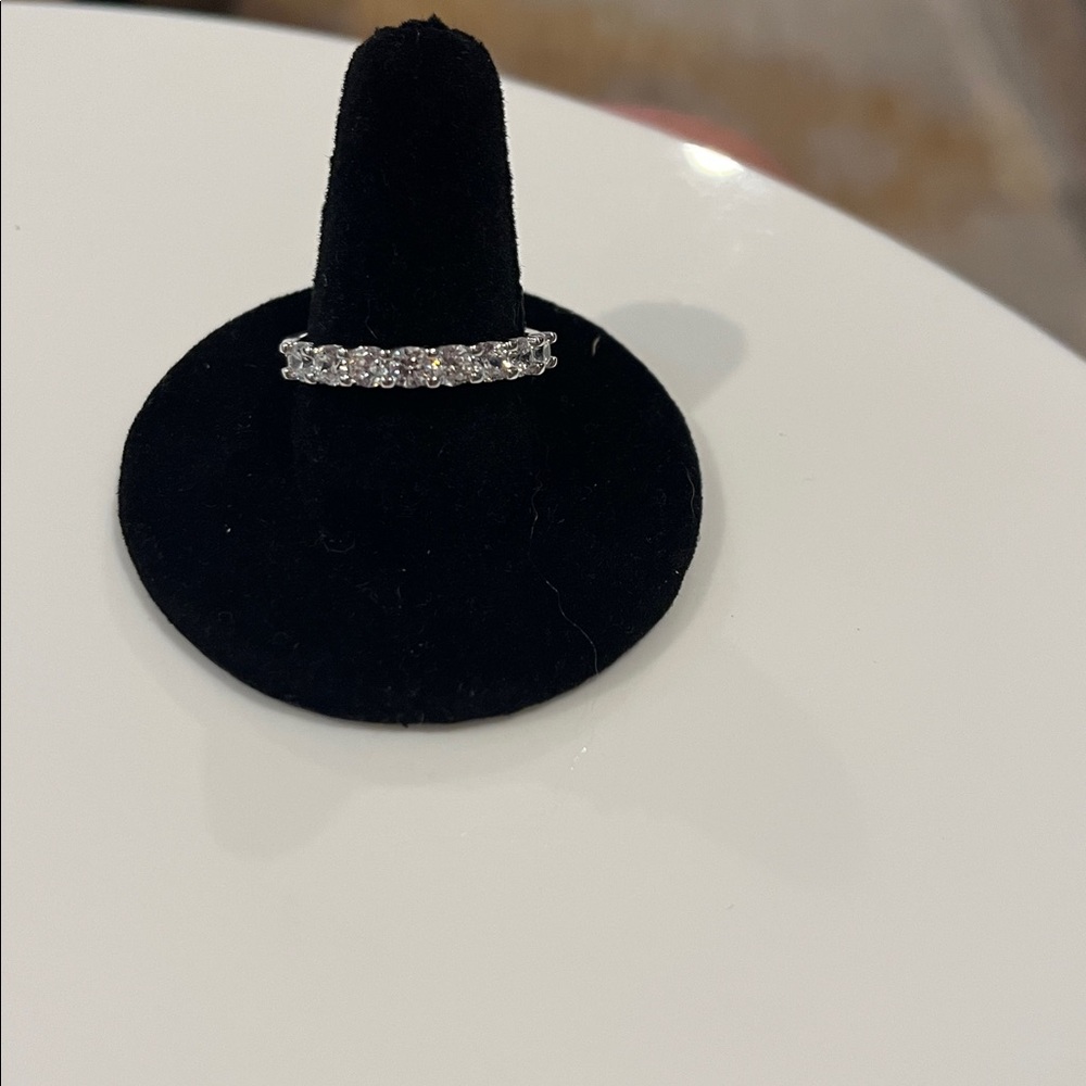 PLATINUM PLATED STERLING SILVER ZIRCONIA ROUND CUT RING SIZE 9 BRAND NEW